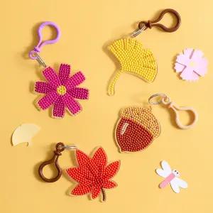 가을 보석십자수 키링 만들기 diy 키트 추석 낙엽 가방 고리 비즈 공예 미술 활동 재료 돌봄 방과후 수업