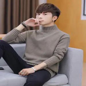 터틀넥 목 티 폴라 캐시미어 니트 기모 스웨터 남성 겨울 2025 스타일 트렌디 한 반 높이 칼라 가을 착용