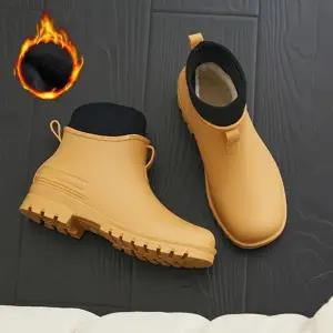 (무료배송) 남성 캐주얼 털안감 방한화 겨울 레인부츠