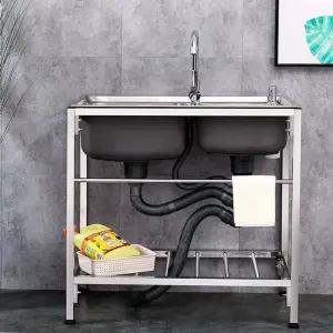 간이 개수대 탕비실 밀대 캠핑장 야외 삼각형 스테인리스