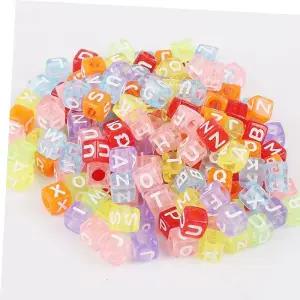 반투명 아크릴 알파벳 비즈 100P 이니셜 사각비즈
