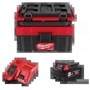 밀워키 무선 건습식 진공청소기 18V 충전공구 배터리(5.0) 1개 세트 M18 FPOVCL-501 팩아웃 결합