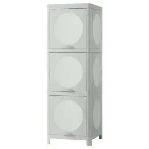 IVOSJON 이뵈셴 도어수납장 33x34x99cm 3단서랍장 플라스틱서랍 욕실수납장 수건장