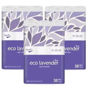 브론디 eco라벤더 3겹 화장지 30m 30롤 3팩 두루마리 휴지