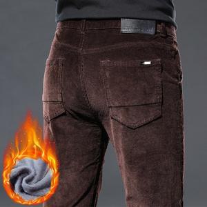 겨울 신사복 코듀로이 양털 캐주얼 바지 따뜻한 두꺼운 클래식 패션 스트레이트 플러시 벨벳 브랜드 의류 남성