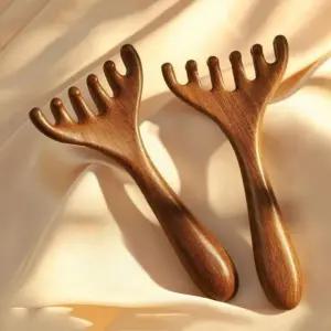 우드 무늬 괄사 림프순환 헤어 전신 마사지 갈고리형