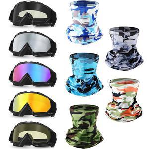 남성용 마스크 넥 통기성 안티 UV 조절 고글이 있는 Jecery 10pcs 오토바이 먼지 자전거 ATV 고글