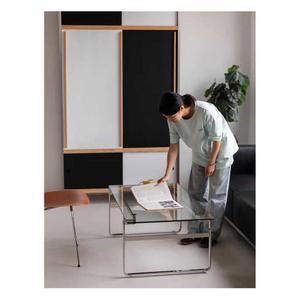 테이블 소파 유리 거실테이블 탁자 100x50x45cm 사이드 스텐 유리테이블