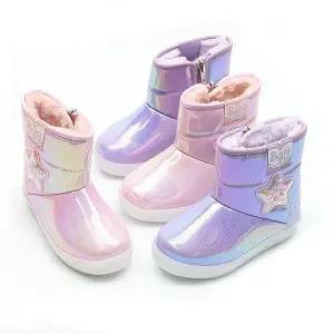 [보리보리/앙쥬]키즈부츠 여아 아동 유아 겨울방한화 mm투명스타스노우LED 털부츠wd 140-190mm