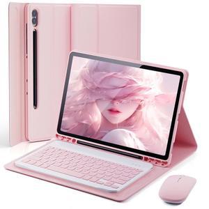 삼성 갤럭시 탭 S10 울트라 / S9 14.6 인치 S8 인치용 케이스 키보드 - 마우스 및 분리형 키보드, S 펜 홀더 핑크