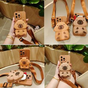 갤럭시 A51 스트랩 지갑 A70 A32 A31 M40S 케이스 A53 카피바라 M32 폰 A41 크로스 만화 삼성 A72 가방 용 A52 A40 A73 A33