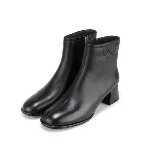 [BABARA](대전신세계)양가죽 리본무늬 5cm 앵클부츠 BBH876BK