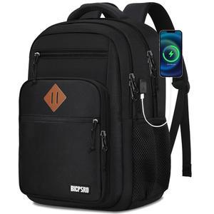 남성용 블랙 백팩, 남학생용 스쿨 백팩, 15.6인치 노트북 백팩, 대학 고등학교 업무용 USB 충전기 포함, 남학생용 책가방, 책가방