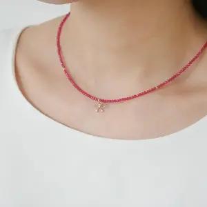 14k 2mm 루비 리본 큐빅 목걸이 OPDJN5973