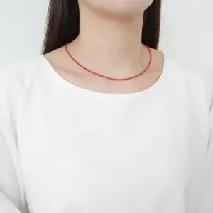 14k 2mm 루비 비즈 목걸이 OPPN0360