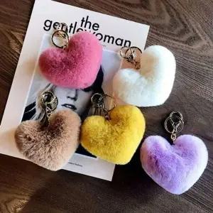 [하프클럽/]하트 PK 폼폼이 키홀더 키링 털 가방 고리