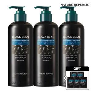[네이처리퍼블릭/50ml 증정] 3개묶음 블랙빈 탈모증상 개선 샴푸 520ml