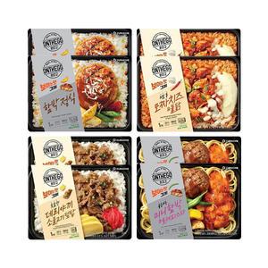 온더고 함박스테이크정식 290g+통모짜치즈 불닭 290g+숯불향 데리야끼 소불고기 덮밥 290g+로제파스타 미니함박 310g 각 2개 (총 8개)