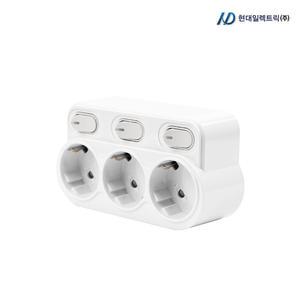 현대일렉트릭 개별 절전 3구 멀티탭(스위치) 전선없음