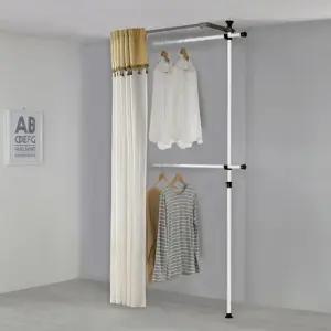 왕자행거 심플2단커튼(브라운)_450-4