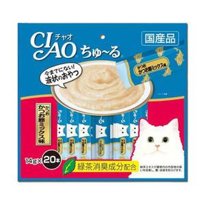 [중복20%]이나바 챠오츄르 (SC-130) 가다랑어&가쓰오부시믹스(20P) 츄르간식 고양이간식