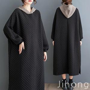 지홍 381 봄가을 롱원피스 모음 빅사이즈 루즈핏 셔링 플레어 쉬폰 면 마 린넨 레이온 마담 미시