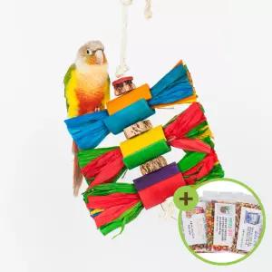 천연 마호가니 칼라 옥수수잎롤 앵무새 장난감 놀이터