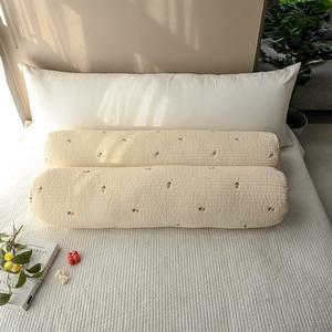 [더스케치]60수 면 자수 양면 줄누빔 플라워 원형 바디필로우