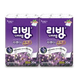 삼정펄프 리빙 라벤더 슈퍼롱 33m 3겹 30롤 x 2팩 /화장지/휴지