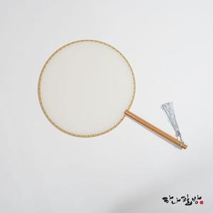 원형비단부채 미색| 원형천부채  미색 | 원형 모시부채 미색|캘리부채
