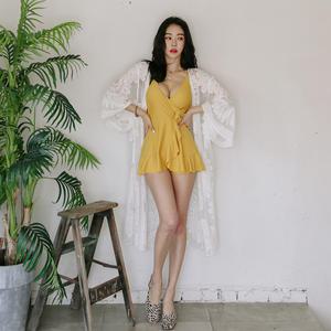 벤디스 비키니커버업 시스루 레이스 로브 가디건 레이니 H536