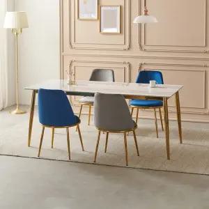 [/착불배송] 아델 1800 유광 포세린 통 세라믹 6인 식탁 세트 (의자4 포함)