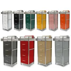 [뜨리고] 5단 스틸프레임 원목트레이 WT-5000 + (상단 가위정리박스 포함) 미용실트레이 이동식 트롤리 카트 가위정리대