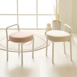 보루네오 마르체 폴라 원형 패브릭 등받이 스툴 화장대 의자 BCM652C