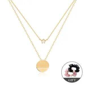 14K 레이어드 웨이브 코인 두줄 목걸이 MON40047