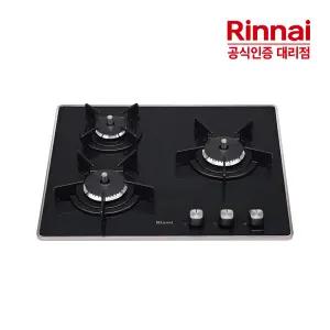 [전국설치] 린나이 3구 빌트인 가스레인지 RBR-PF3001D 가스쿡탑 자동불꽃조절센서 블랙펄