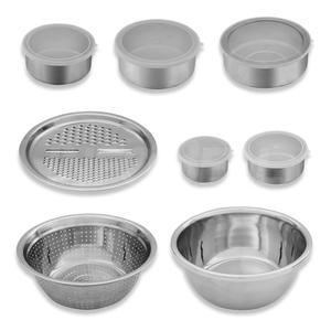 킹스텐 주방 세트 올 스텐 스테인레스 대형 만능 채칼 강판 슬라이서 채반 스텐볼 밀폐 용기 1세트