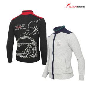 그렌에코 ges24303 남성 등판 스케치자수 풀집업 니트 점퍼/안감