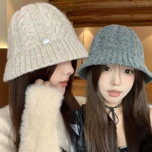 어나더뷰 펜던트 울 니트 버킷햇 겨울 모자 보카시 뜨개 2249