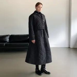 바스카라 더블 퀼팅 벨티드 원피스 자켓 세트 VCOAT_031