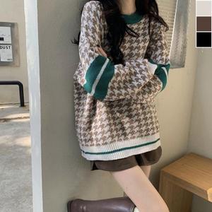 [BZJL8VU9_4C]루즈핏 하운드 스타일 니트 1P 겨울 패션