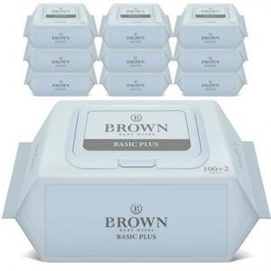 브라운 베이직 플러스 저자극 유아물티슈 캡형 102매 × 10개