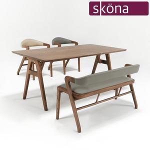 [스코나]젠틀리 애쉬원목 1500 4인 식탁 세트(벤치형)