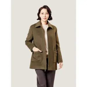 [마담엘레강스] 포켓 니트배색 집업 하프코트 K233CT03