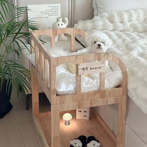 강아지높은침대 고양이쇼파 원목 하이체어 2층침대 명패각인