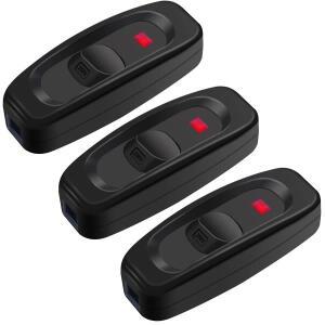3Pcs On/Off 버튼 테이블 램프 용 인라인 코드 스위치 책상 조명 침대 10A 250V 검정색 기기