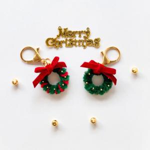 미니 리스 키링 만들기 DIY키트 겨울 크리스마스 산타 에어팟 차키 열쇠 고리 모루공예 모루철사