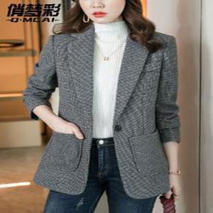 50대가을정장 격자 무늬 블레이저 여성 가을 겨울 중년 두꺼운 상의 고급 캐주얼