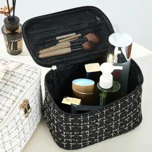 대용량 손잡이 패션 메이크업박스 여행용 파우치 화장품가방 지퍼 대형 고급 기저귀 패브릭 백 큰 멀티 깔