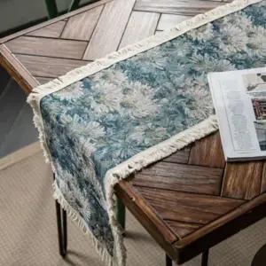 테이블 러너 식탁보 플라워 인테리어 2인용 블루 (WFHW3ZK)